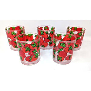 Vintage Colony Strawberry Drinking Glasses, Set Of 5 fast shipping